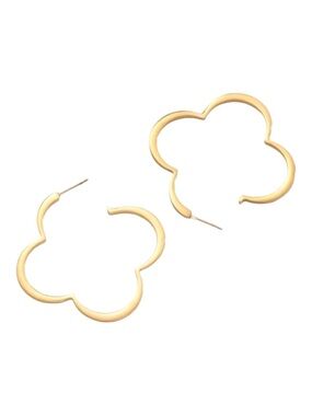 Gold Flower Outline Hoop Earrings